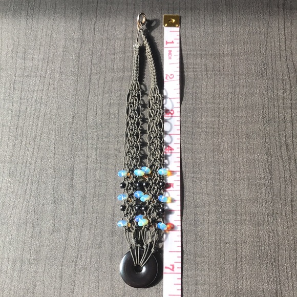 Handmade Macramé Hematite and Opalite Beaded Necklace/Choker - Picture 7 of 9